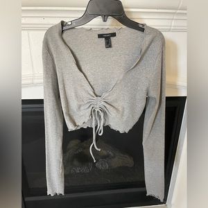 Forever 21 Grey scrunch up crop top